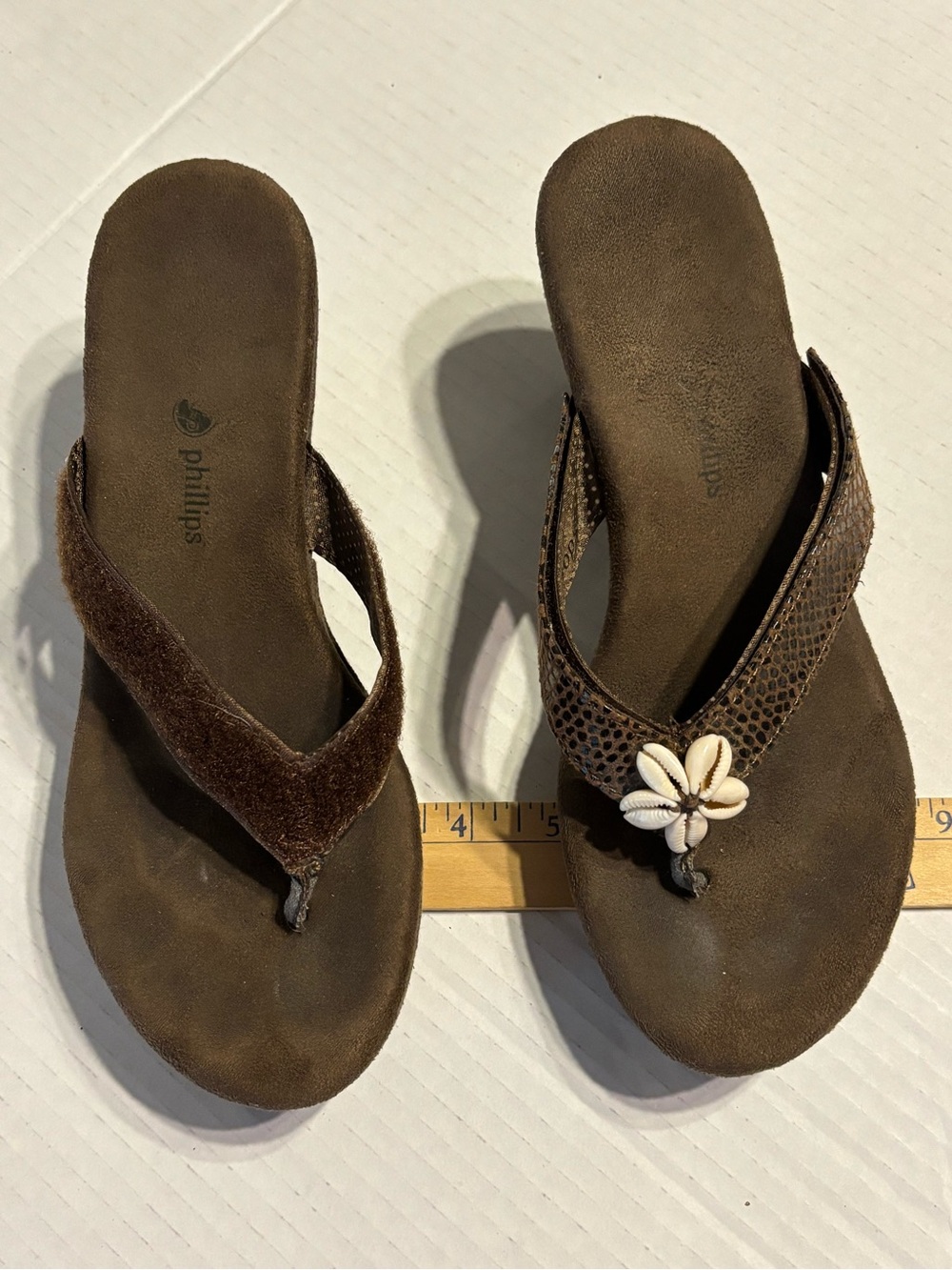 TWO PAIRS: Lindsay Phillips SWITCH FLOPS Sandal, Wedge brown | cork women’s sz 6 - Picture 9 of 11
